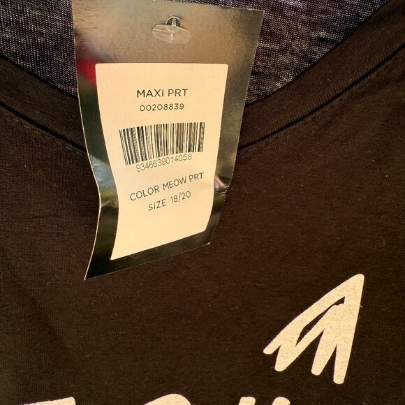 Avenue Body Maxi Tank Style Nightgown MEOW Sexy Cat Black Graphic Size 18/20 NWT - Picture 7 of 11